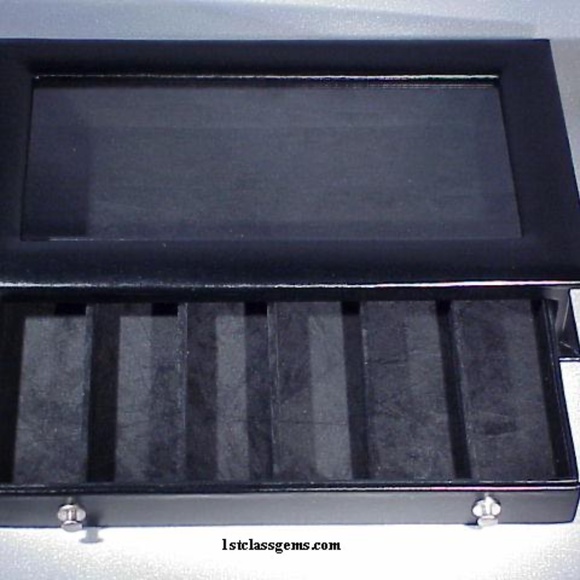 FINAL SALE PRICE Wolf Designs 6 Pc. Watch Display Case in Black Leather - Picture 3 of 5